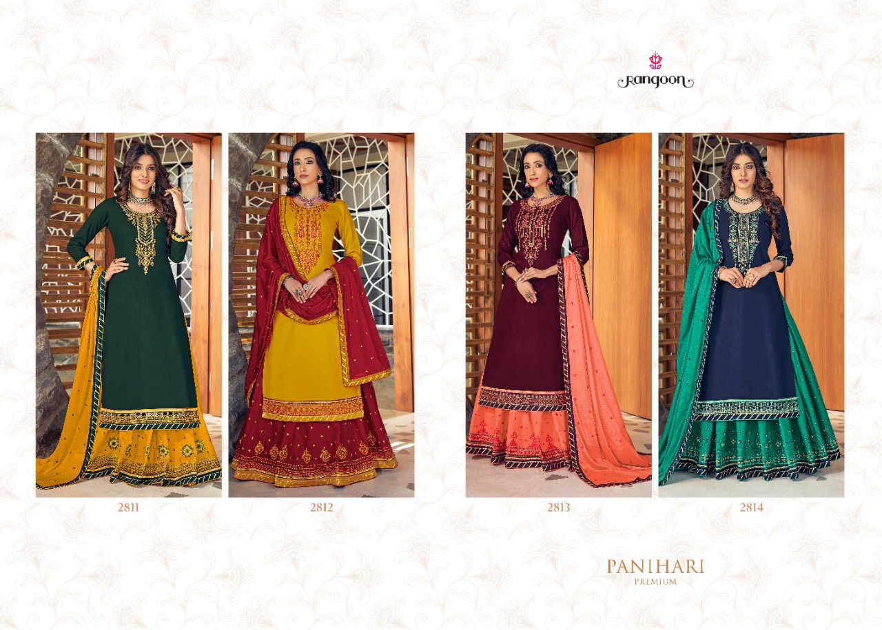 RANGOON PANIHARI PREMIUM Latest Designer Fancy Wedding Wear Heavy Rayon With Embroidery work Salwar Suit Collection